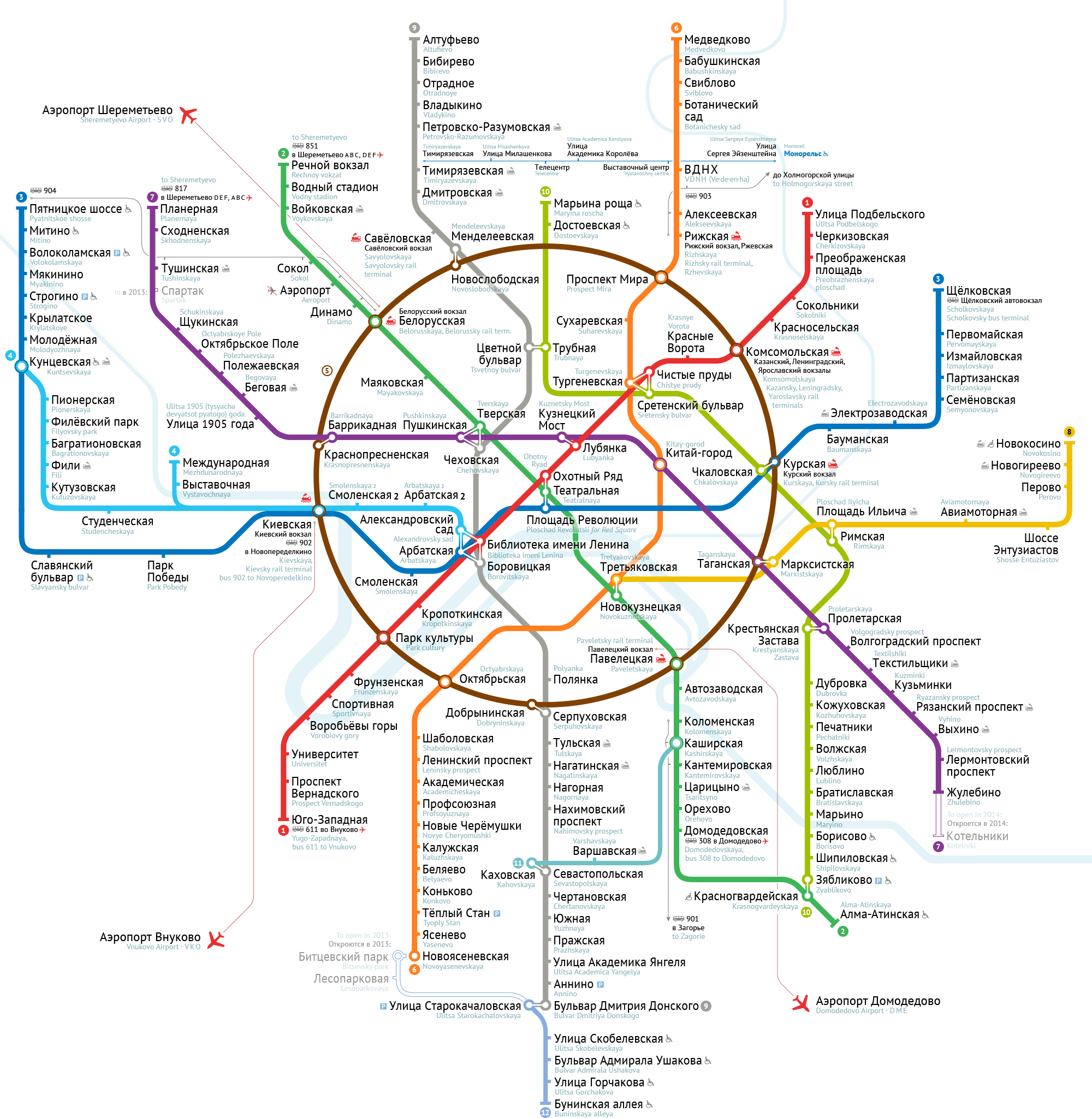 Moscow Metro map by Ilya Birman