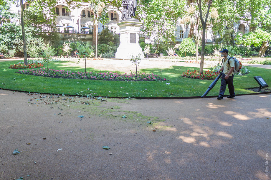 Victoria embankment Gardens are being swept