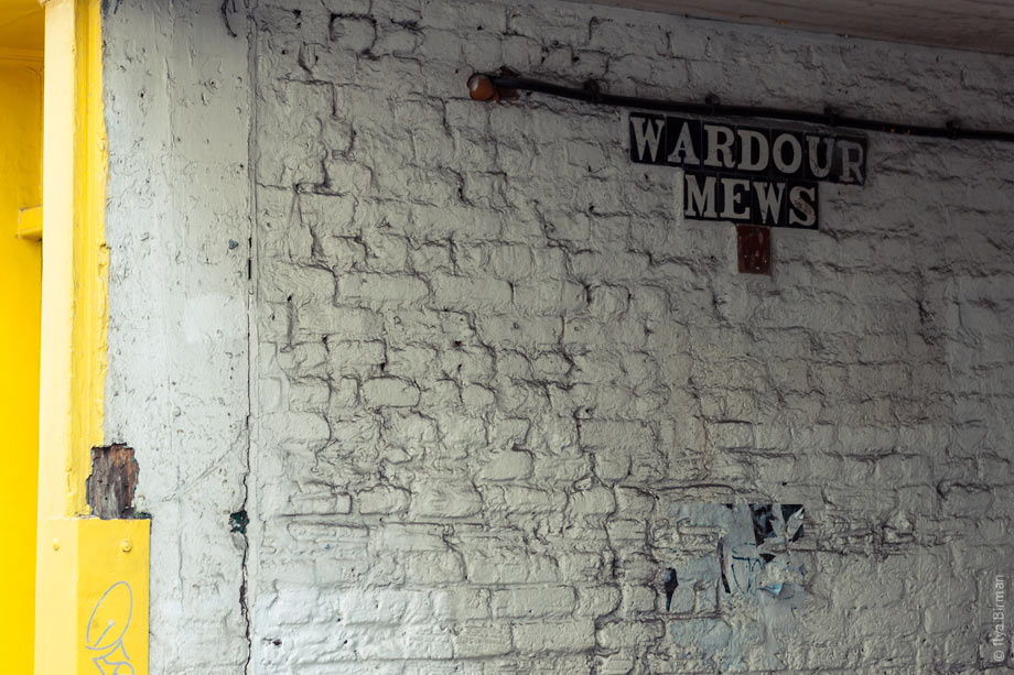 An old sign at the Wardour Mews