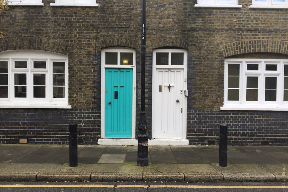 The turquoise and white doors