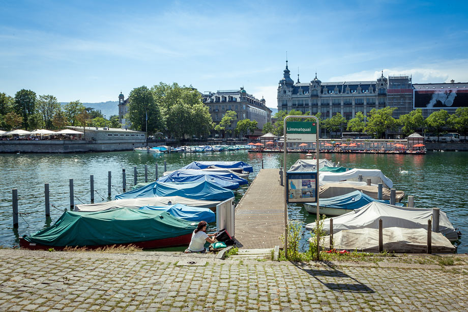 A river bus stop in Zurich