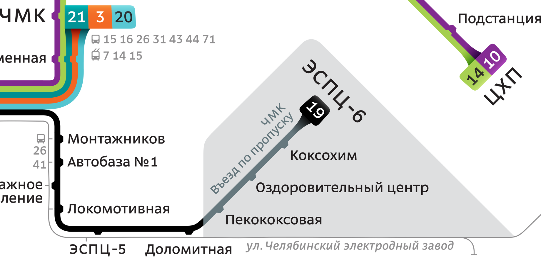Offical diagram for Chelyabinsk tram network