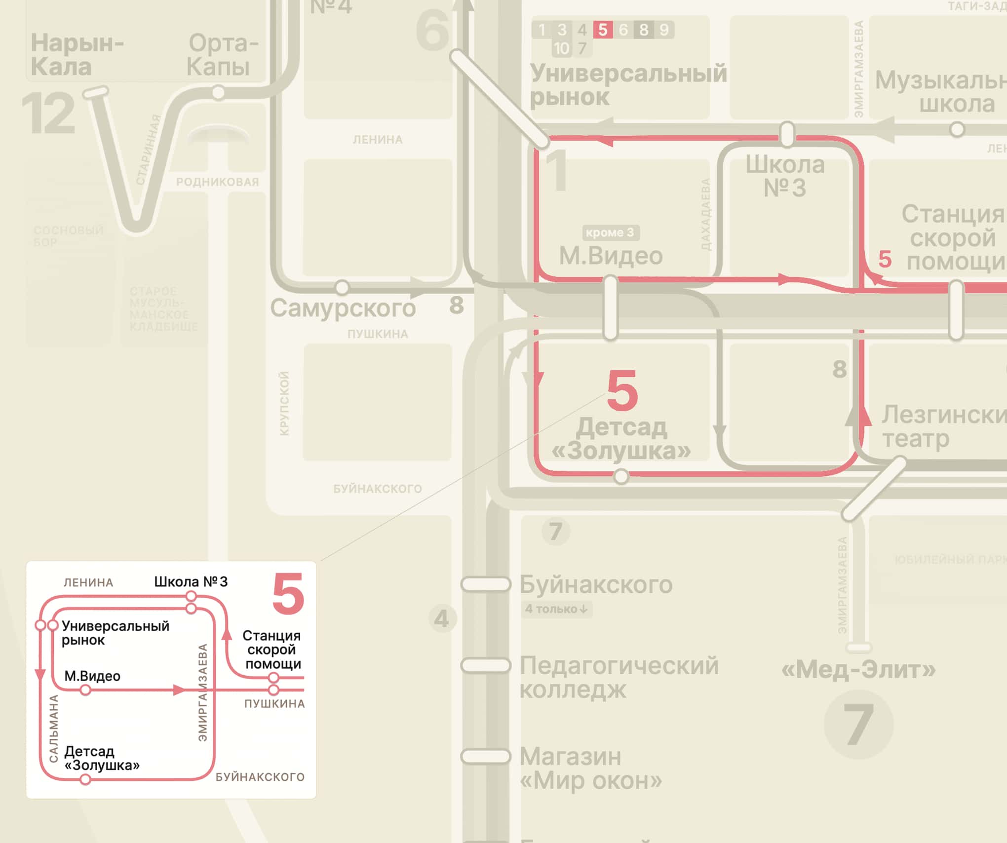 Derbent bus map