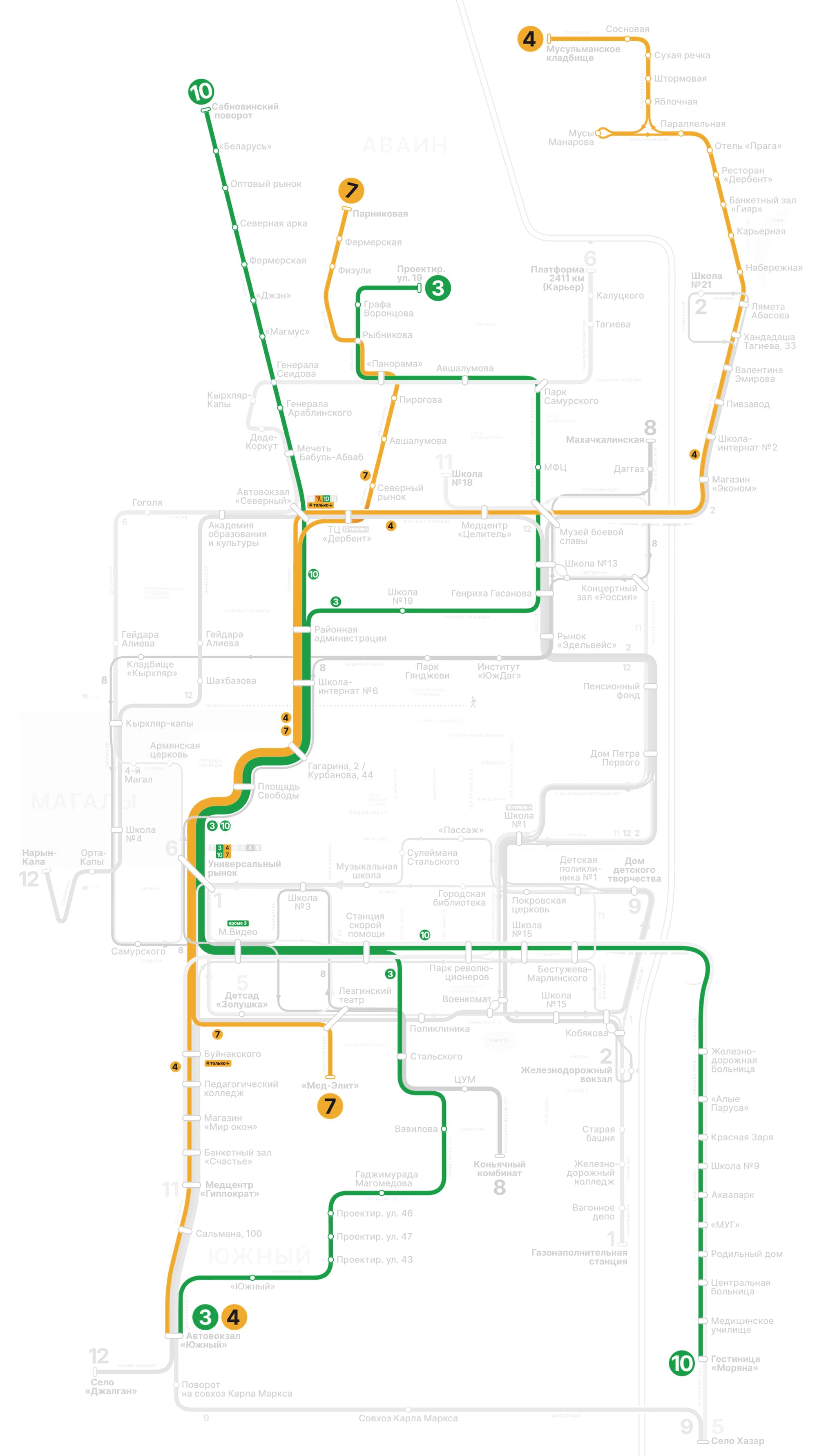 Derbent bus map