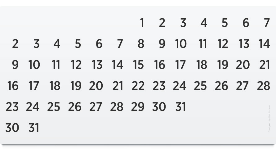 Forebruary, an endless calendar