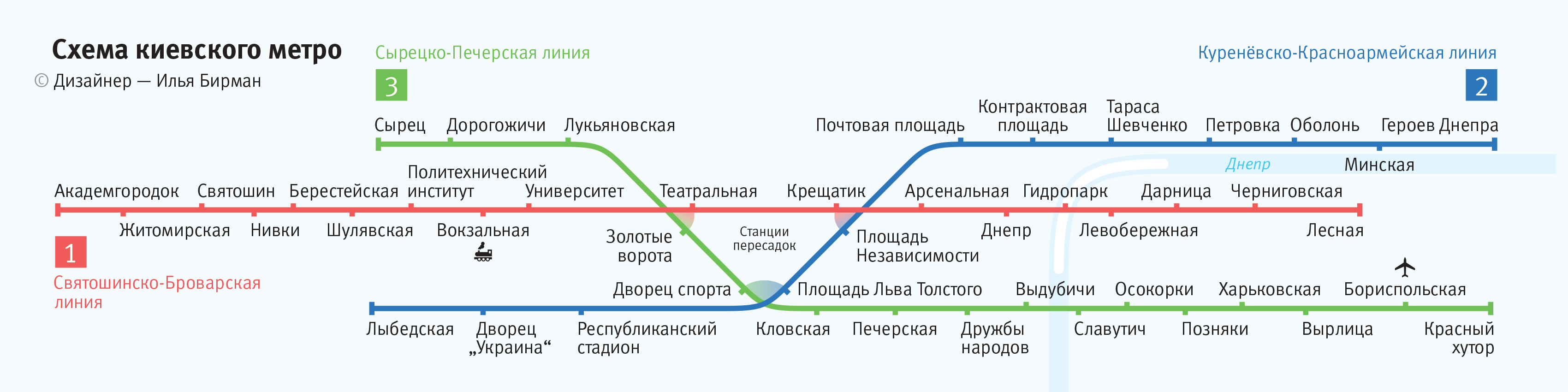 Kiev Metro map by Ilya Birman
