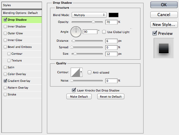 Photoshop Drop Shadow parameters