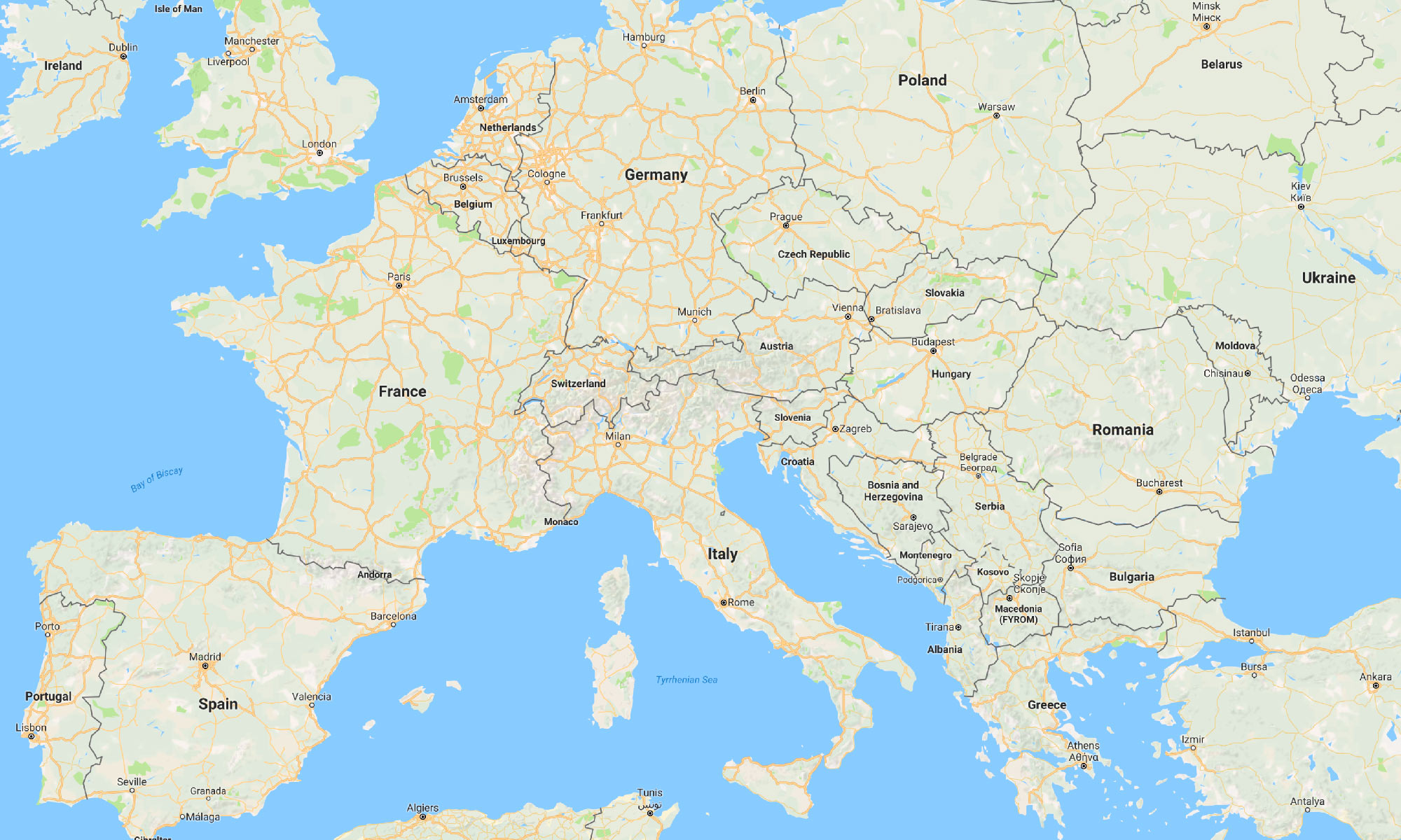 A Google Map of Europe