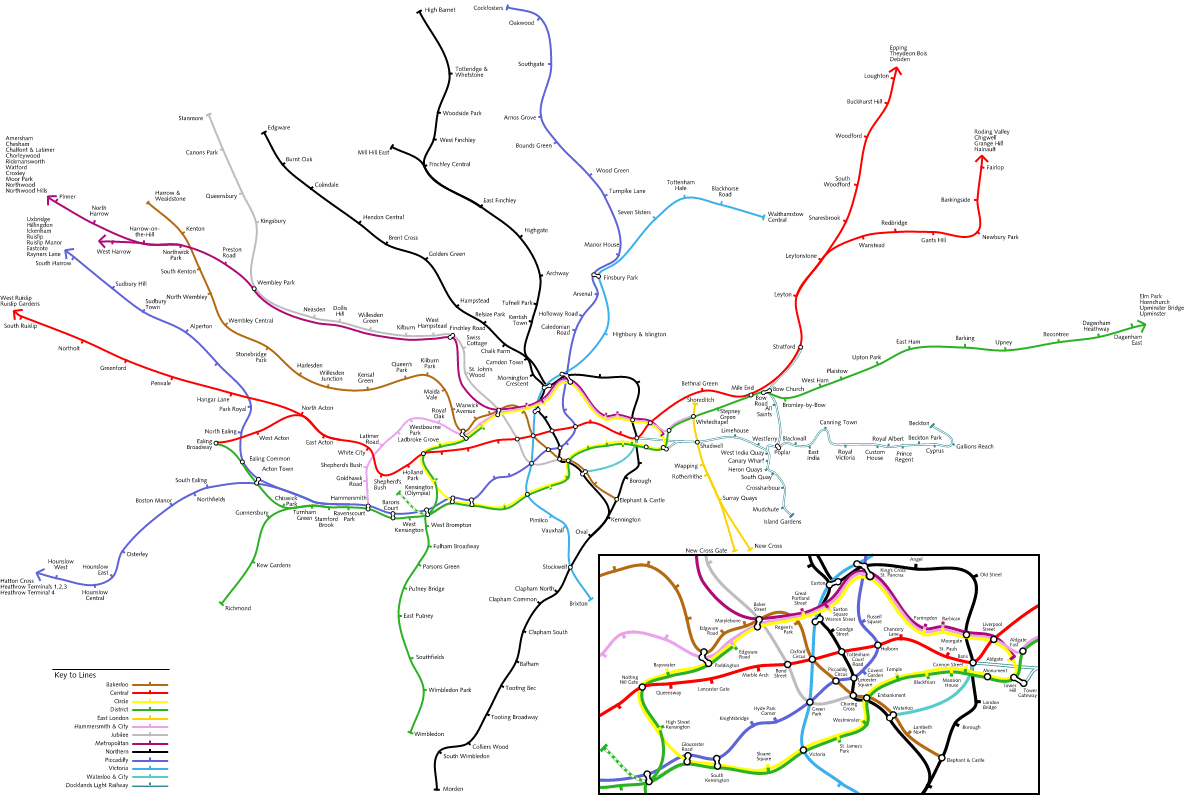 Geographical London Underground map