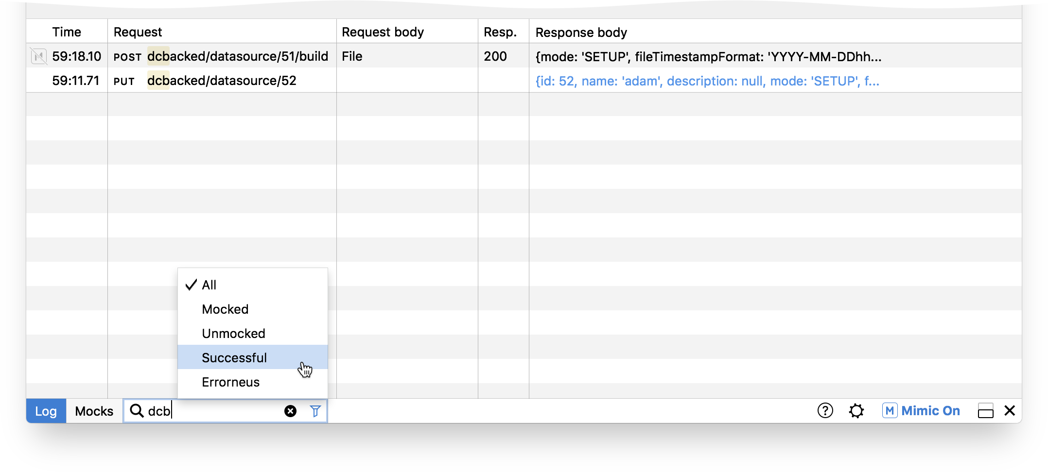 “Mimic” user interface