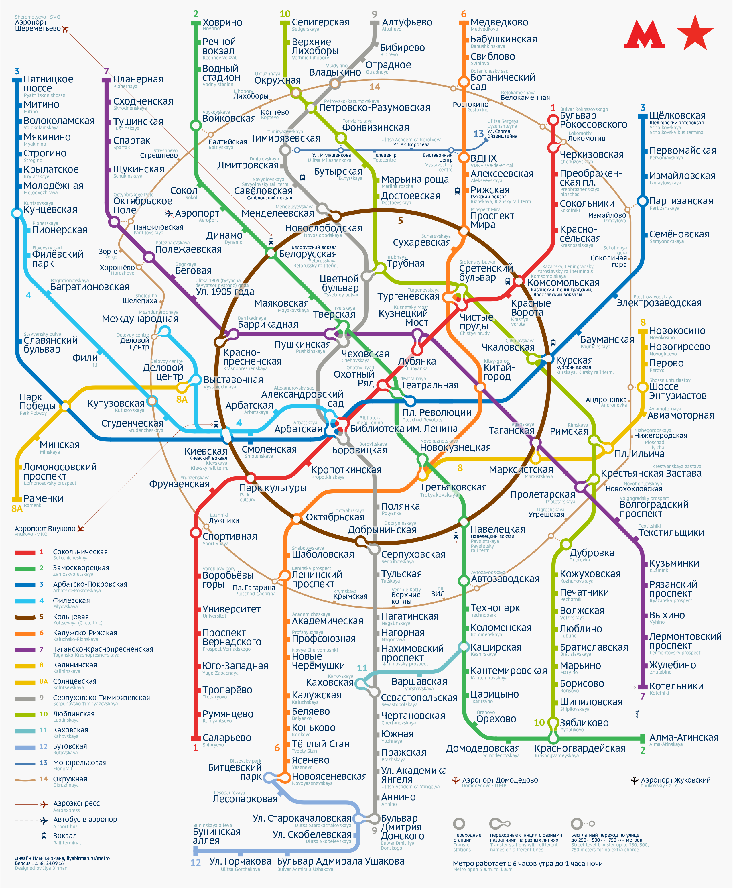 Moscow Metro map by Ilya Birman