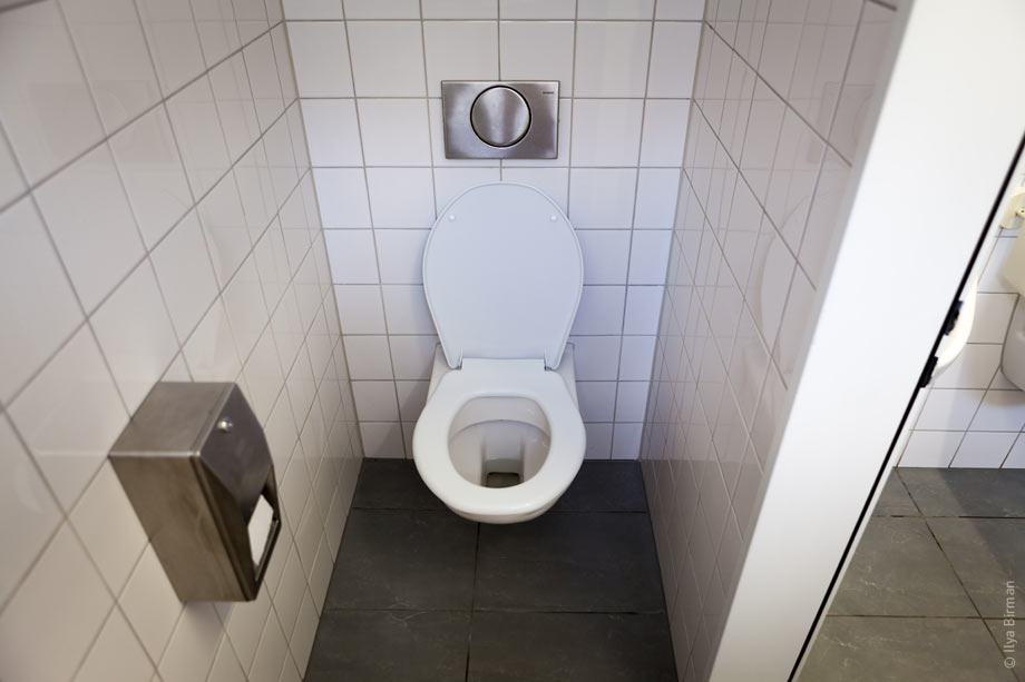 Free public toilet in a subway in a Swiss village.