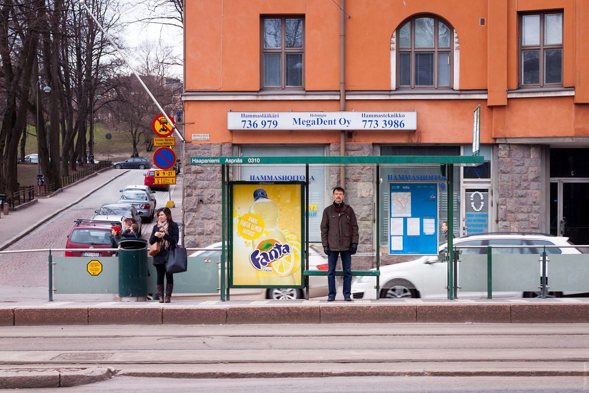 Tram stop in Helsinki