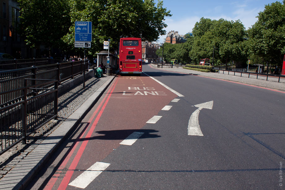 Bus lane in London