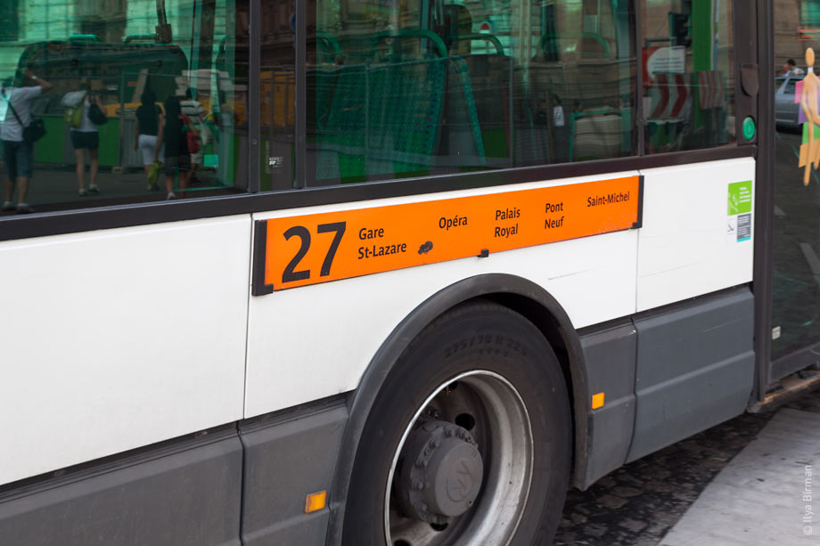 Bus route plate in Paris