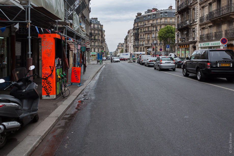 Gas station on a street in Paris