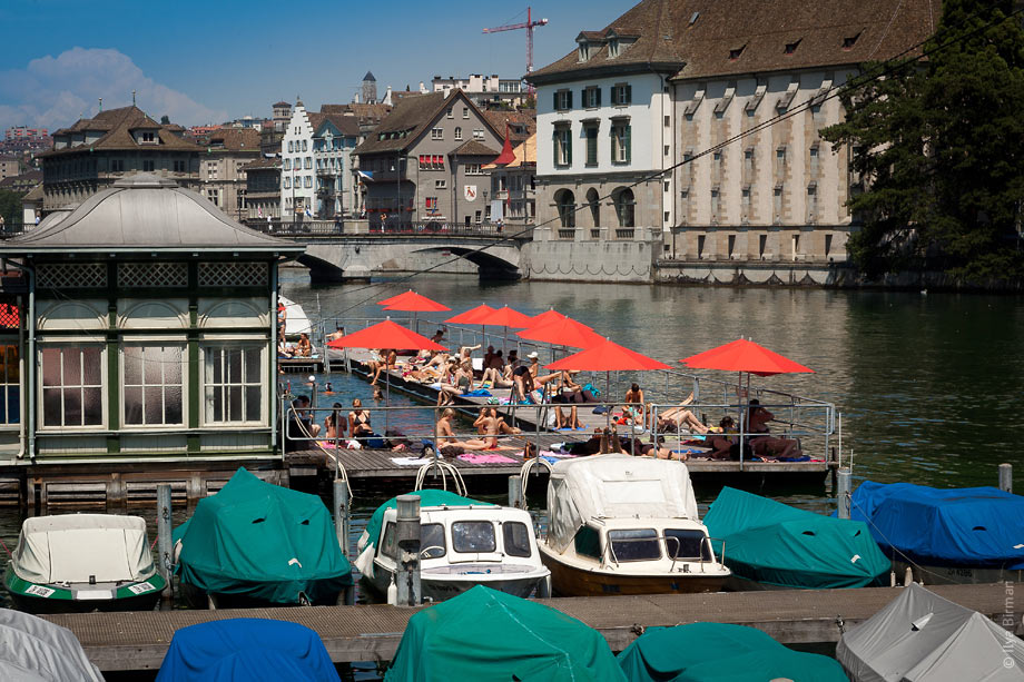 Sunbathing in the city center